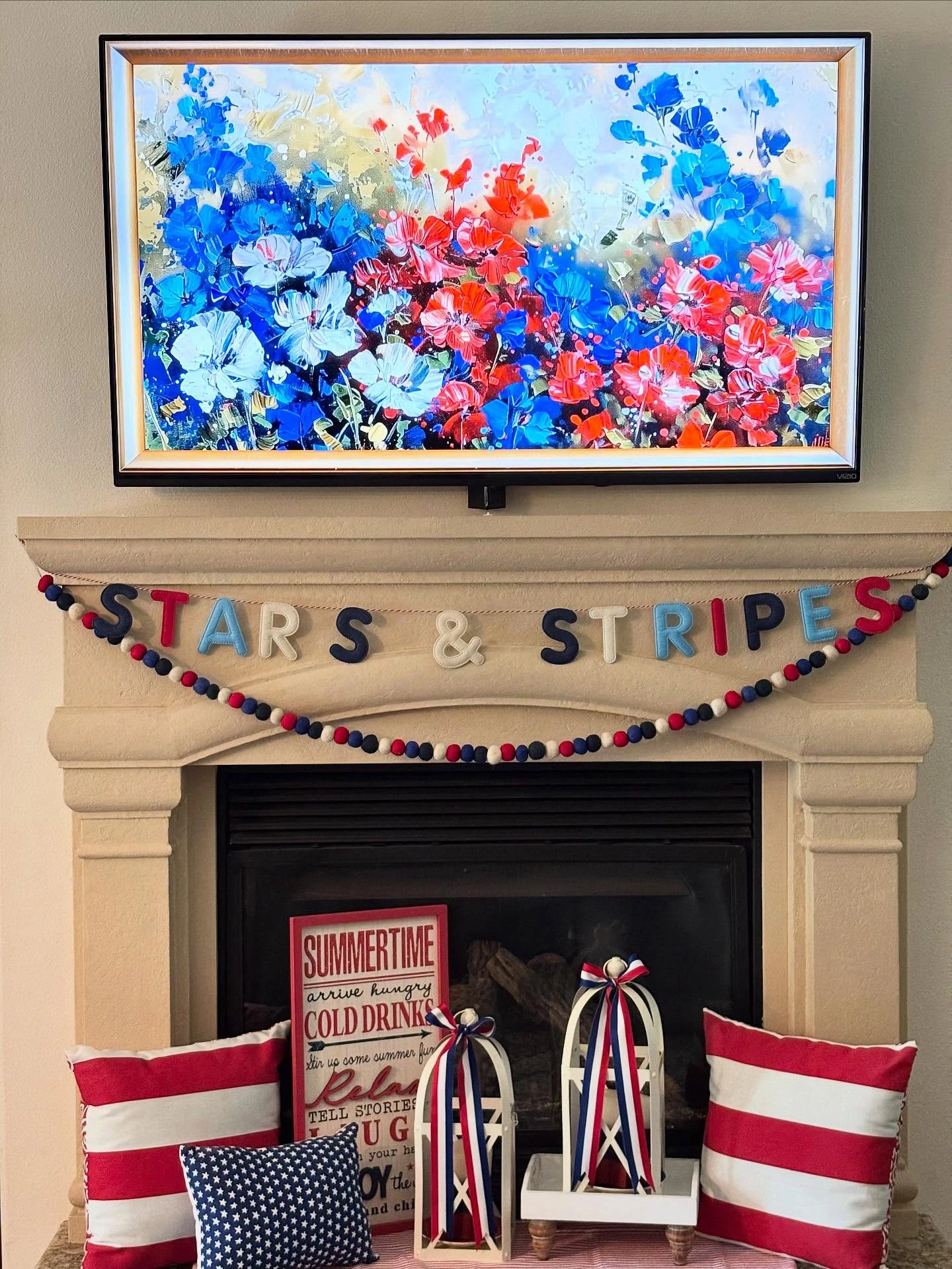9- Dress the Fireplace with Stars and Stripes