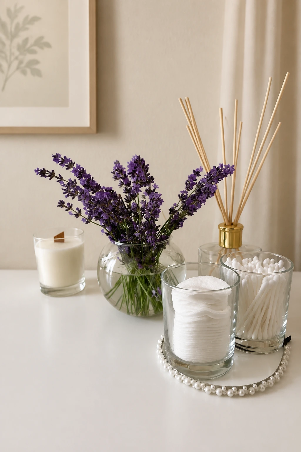 1- Group Soft-Colored Bathroom Essentials