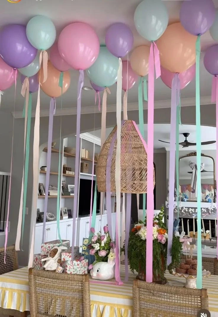 25- Hang Pastel Balloons Above the Table