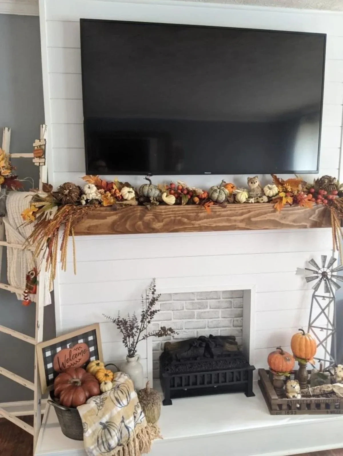 7- Keep Fall Mantel Decor Low and Layered