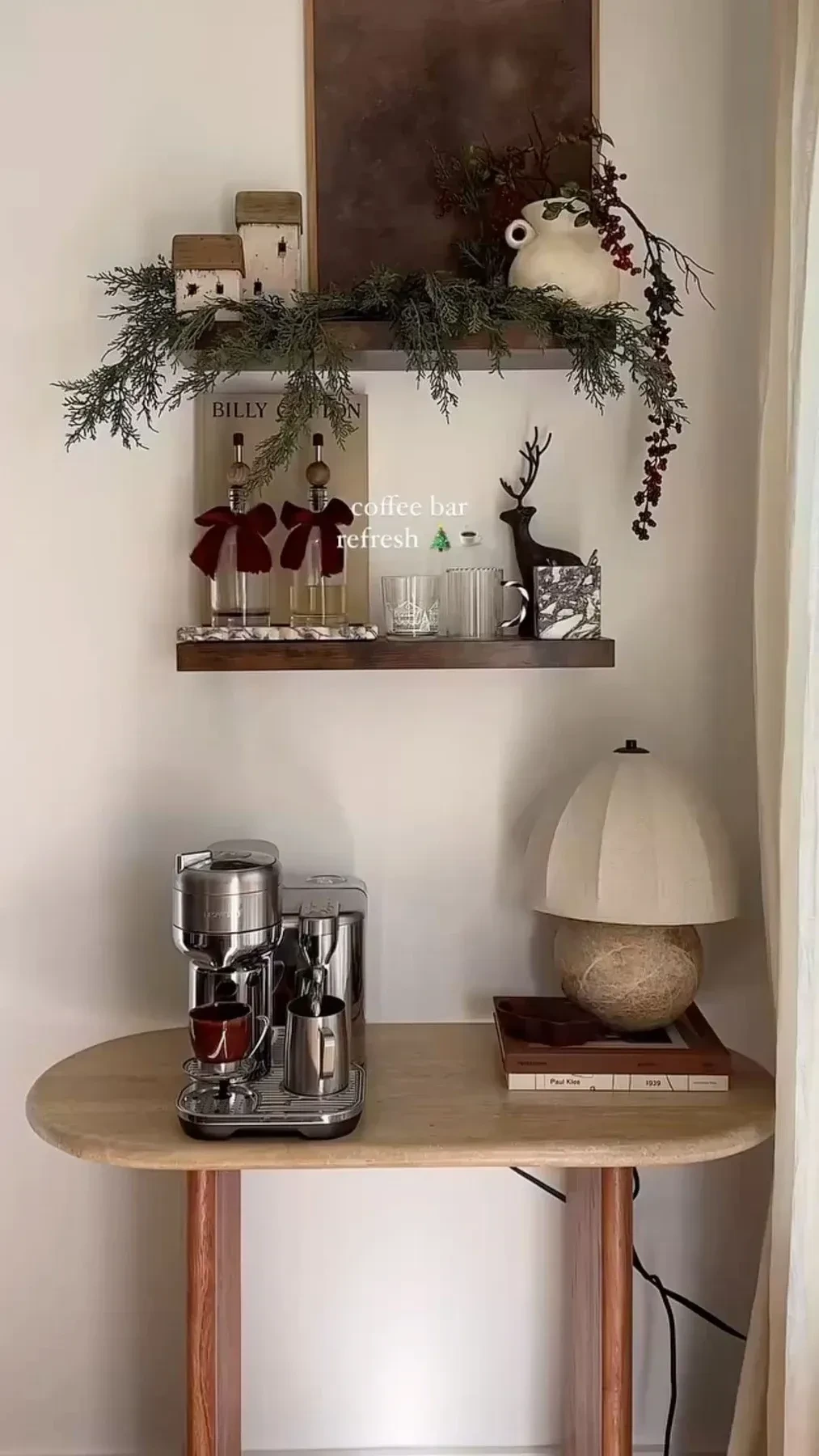 12- Layer Greenery and Red Bows Above the Table