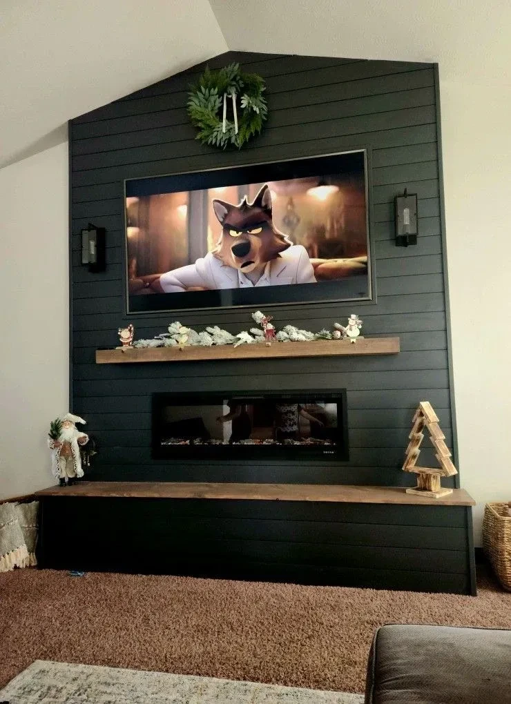 6- Let the TV Blend Into Dark Shiplap
