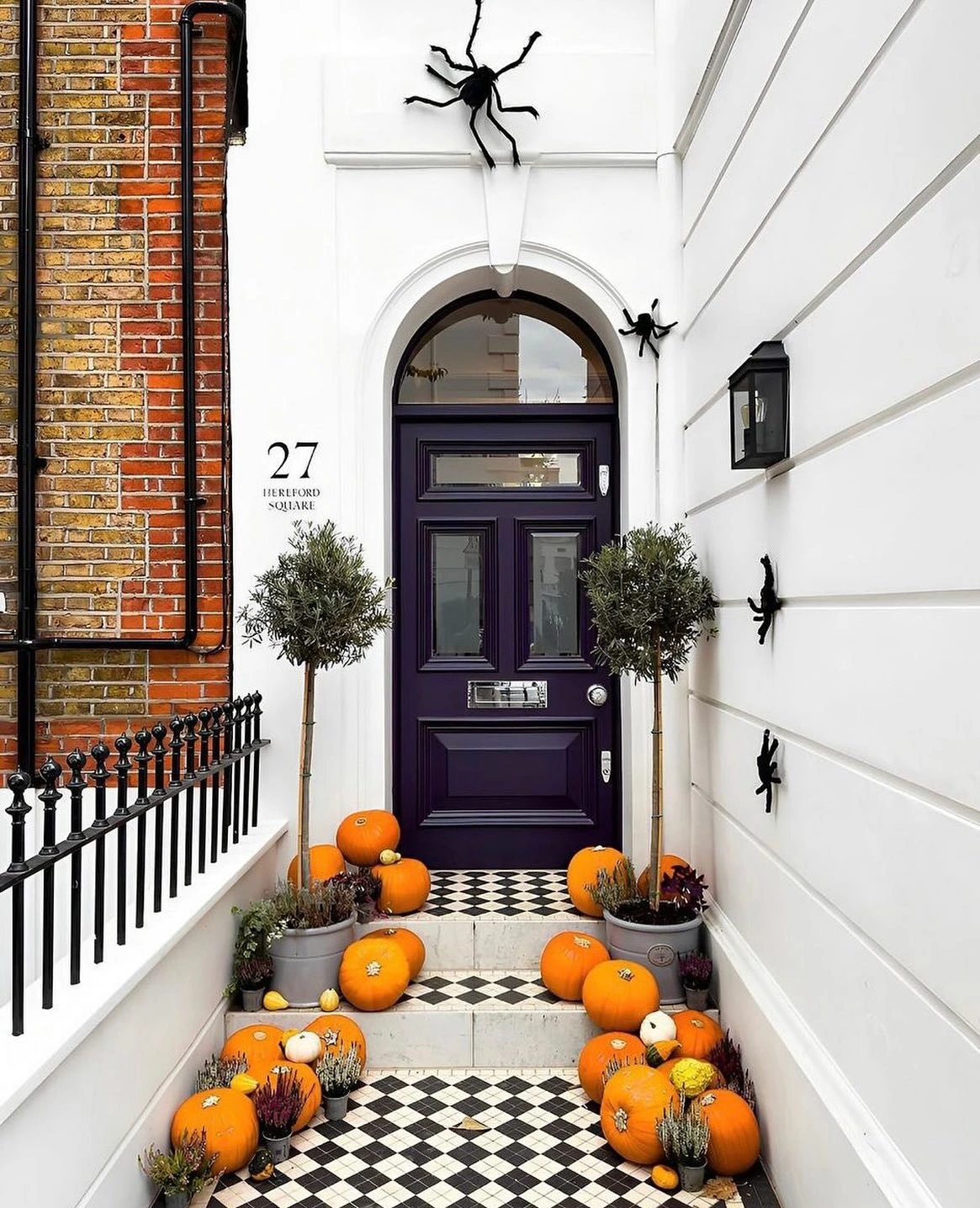 11- Line the Steps with Mixed Pumpkins