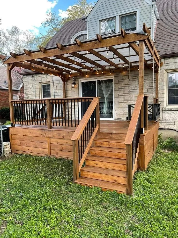 13- Shape the Porch with a Wood Pergola