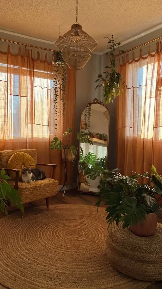 8- Soften the Light with Warm Sheer Curtains