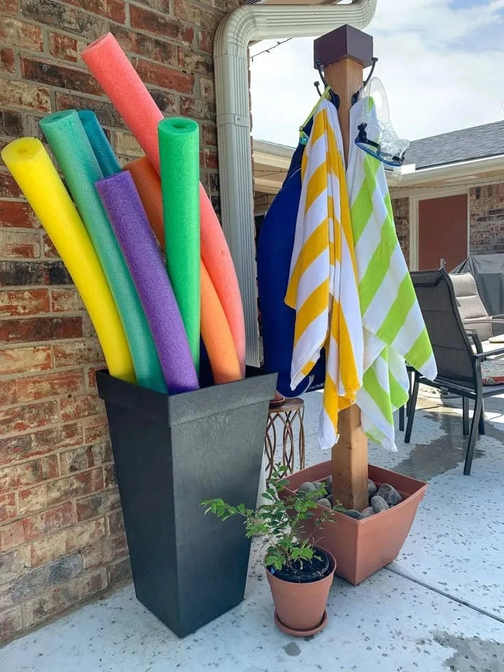 7- Stand Pool Noodles in a Tall Planter