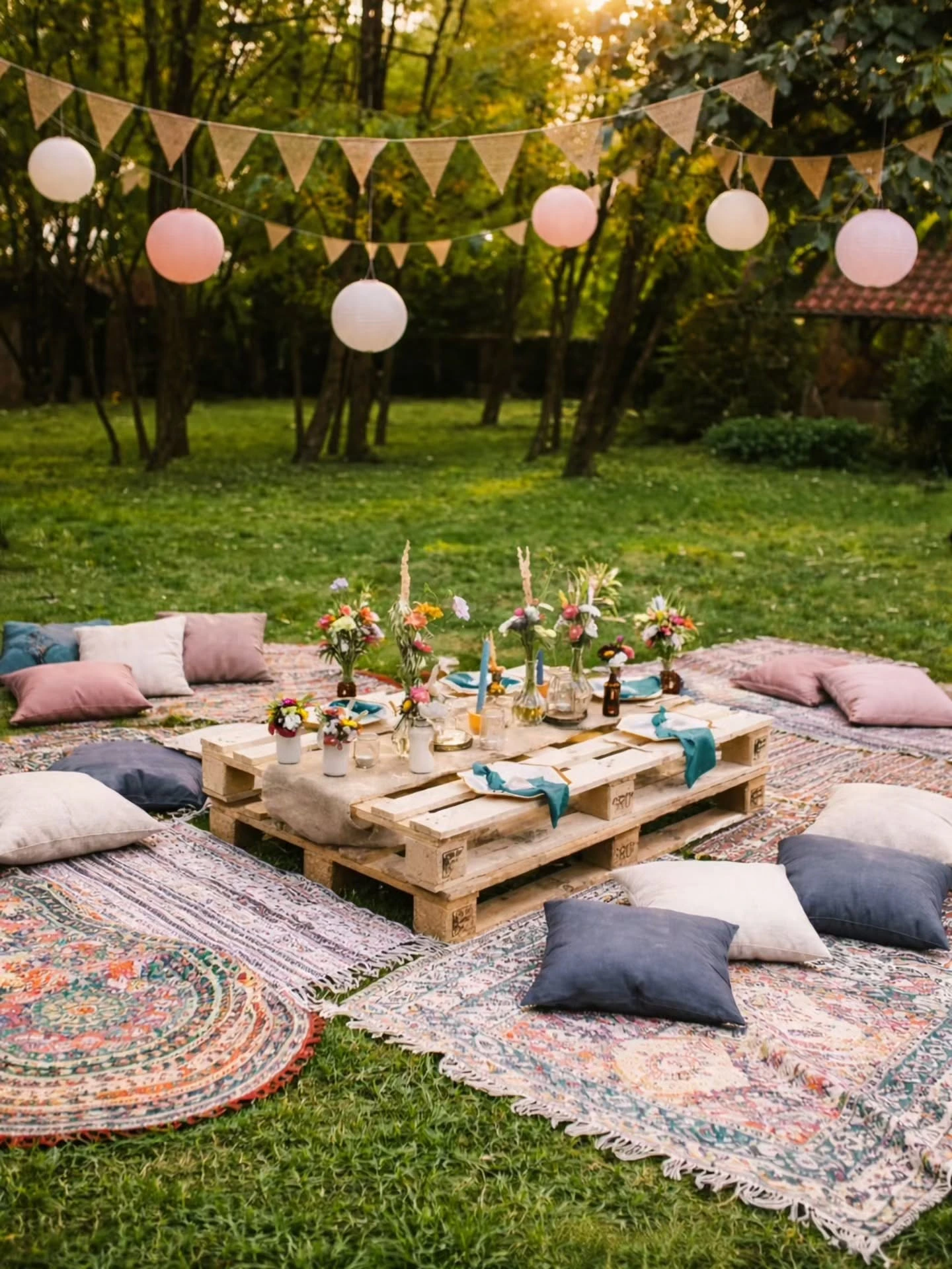 17- Turn Grass into a Rug-and-Pillow Lounge